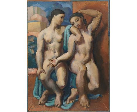 § Lionel Ellis,. (1903-1988) Two Seated Nudes. Oil on board, unsigned. 80 x 67cm. Lionel Ellis ARCA (1903-1988) was an import