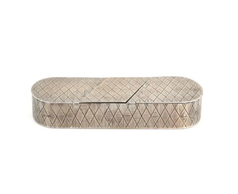 George III silver triple oval snuff box by Thomas Phipps & Edward Robinson, with diamond patterned decoration and gilt interi