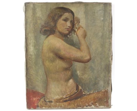 § Lionel Ellis. (1903-1988), A Nude at her Toilette. Oil on canvas, unsigned. 51 x 41cm.Lionel Ellis ARCA (1903-1988) was an 