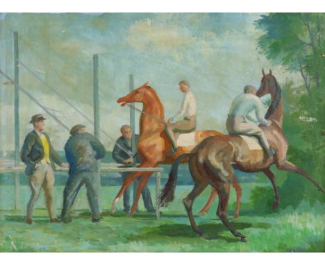 § Lionel Ellis (1903-1988) At the Start. Oil on board, 1949. Signed and dated lower left. 31 x 43cm.Lionel Ellis ARCA (1903-1