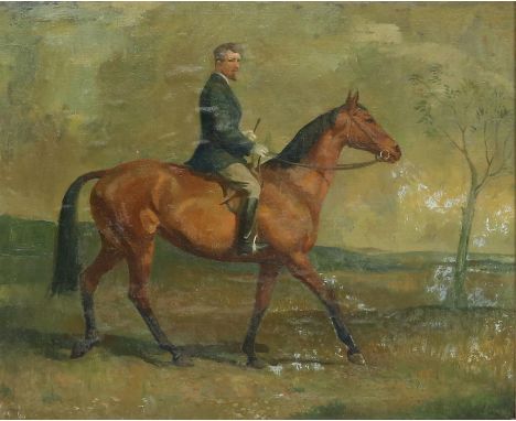 § Lionel Ellis (1903-1988) Woodruffe. Portrait of the Artist on horseback. Oil on board, unsigned but NS labels verso. 59 x 6