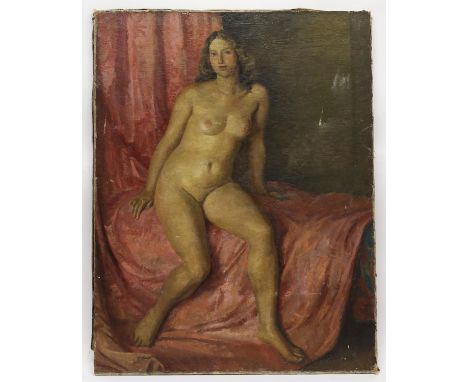 § Lionel Ellis (1903-1988) Full length Portrait of a Nude. Oil on canvas 1920, signed and dated lower right. 92 x 71cm. Note 