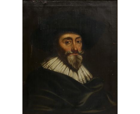 18th century English school, Portrait of a 17th century gentleman, oil on canvas, signed Alexander Clerk and dated 1755 verso