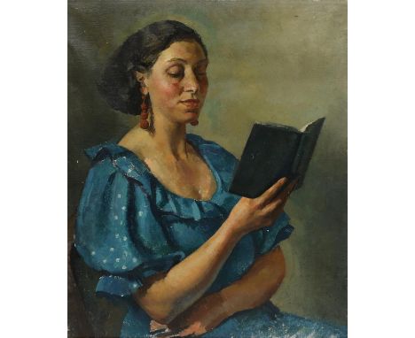 § Lionel Ellis,.(1903-1988) Portrait of a Woman Reading. Oil on canvas, unsigned. 78 x 92cm. Lionel Ellis ARCA (1903-1988) wa