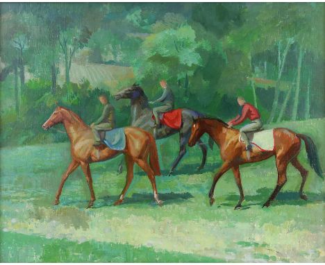§ Lionel Ellis (1903-1988) Riders in the Woods. Oil on board, unsigned. 46 x 56cm.Lionel Ellis ARCA (1903-1988) was an import