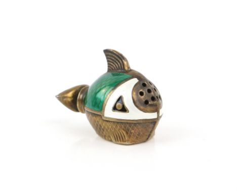 Danish silver and enamel pepper pot in the form of a fish, 9255