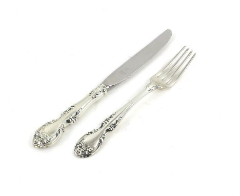 American Gorham sterling silver extensive set of mostly Melrose pattern cutlery comprising, two table spoons ( one is Charlem