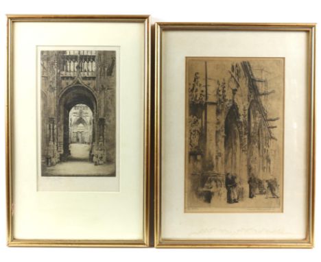 Edgar Chahine (French, 1874 - 1947) 'St. Germain, Paris'. Etching. Signed in pencil to margin. Framed and glazed. 29 x 18.5cm