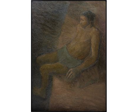 Patrick Procktor RA RWS,  British 1936-2003 -   Seated male figure, c.1960;   oil on board, inscribed on the reverse 'Prockto