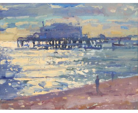 Bo Hilton,&nbsp;British b.1961 -&nbsp;Newlyn Boats;&nbsp;oil on board, 19.5 x 24.5 cm (ARR)Note:titled to label on side of fr