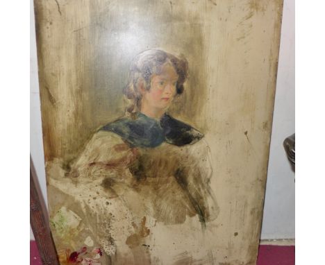 An oil on panel by Robert Scott Lauder (Scottish) portrait study of a girl 