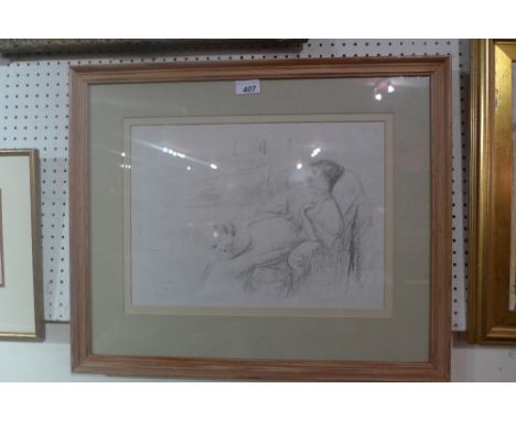 Gustave Leheutre (1861-1932) A framed French print of a pencil portrait of a Lady, signed in pencil