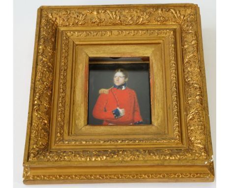 A 19th century portrait miniature of a gentleman in uniform, detailed to the lower right corner 'panario' with a paper label 