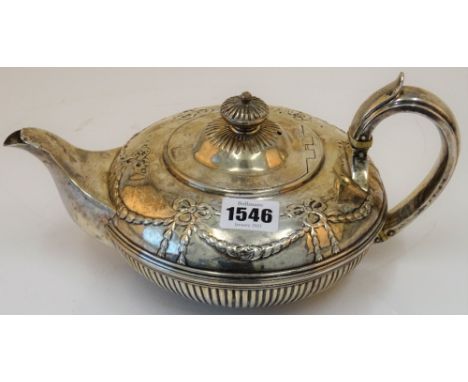 A William IV compressed circular silver teapot, Edward, Edward Junior, John & William Barnard, London 1835, embossed with an 