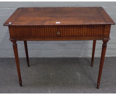 A 19th century French single style drawer side table on turned supports, 86cm wide x 71cm high.  Condition Report 45cm deep. 