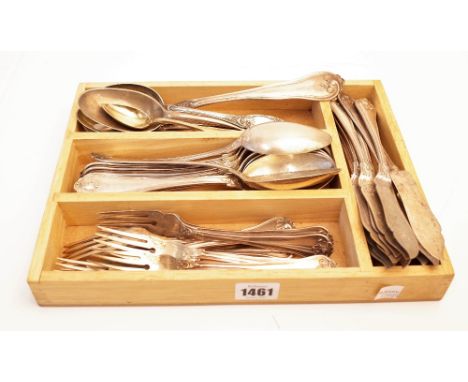 A German 800 part table service, comprising; a serving spoon, eight tablespoons, twelve fish knives, nine fish forks and a pa