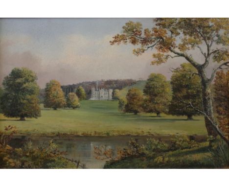 J H Blunt (British, late 19th/early 20th Century), A large country house in a parkland, signed 'J H Blunt' (lower left), oil 