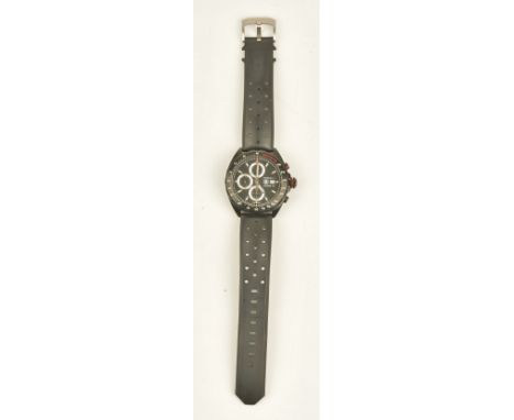 A gentleman's Tag Heuer Formula 1 Calibre 16 gentleman's chronograph wristwatch, the steel case coated in titanium carbide, t