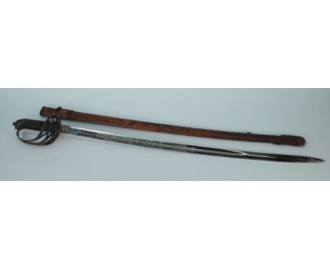 A Victorian 1845 Pattern British Indian Army Infantry Officer's sword, circa 1864-88,  the 32 1/4 inch etched blade signed 'E