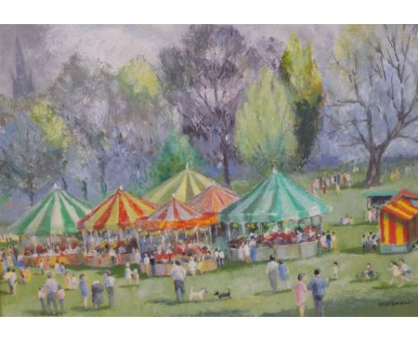 Elsie K Simpson Powell (British, 1895-1975), The Fair, signed 'EKS Powell' (lower right), gouache, 24.5 x 34cmARR Condition R