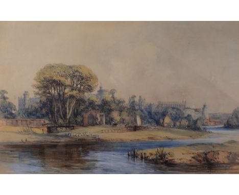 William Evans of Eton (British, 1798-1877), Windsor Castle from the River, bears Malcolm Innes Gallery label (verso), waterco