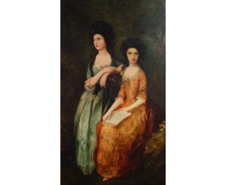 After Thomas Gainsborough, The Linley Sisters (Mrs Sheridan &amp; Mrs Tickell), oil on canvas, 196 x 113cm Condition Report C