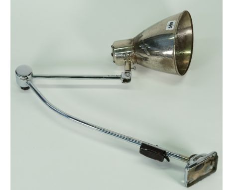 A chrome adjustable desk lamp, circa 1950, 100cm fully extended.