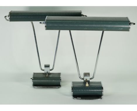A pair of desk lamps 'Jumo' model N71, designed by Eileen Grey, with adjustable reflectors, 41cm high, (2). Condition Report 