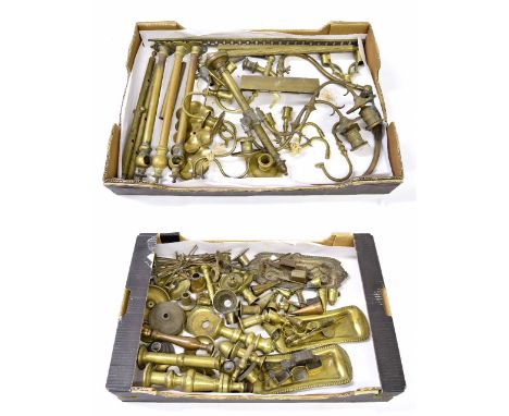 Large quantity of brass candlesticks, sconces and miscellaneous lighting fixtures