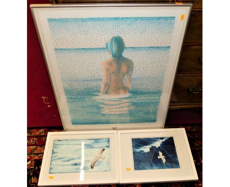 Adrian George - The Bather, colour lithograph, signed and dated in pencil to the margin and numbered 72/150, the full sheet 7