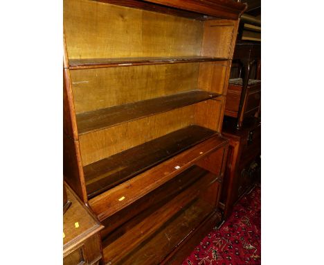 A large 1930s oak Globe Wernicke style five-tier stacking bookcase (lacking glazed doors), w.129cm 