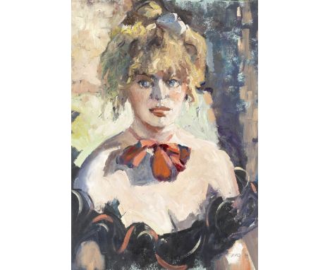 Sherree Valentine-Daines (British, born 1959)Self-portrait signed with initials 'SEVD' (lower right)oil on board50 x 35.5cm (