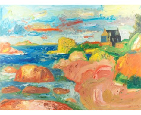 John Bellany (British, 1942-2013)Seascape with Cottage signed 'Bellany' (lower right)oil on canvas91 x 122cm (35 13/16 x 48 1