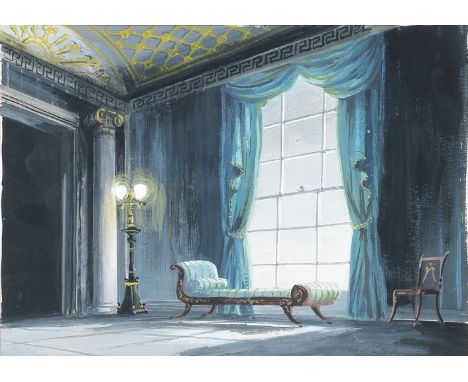 Felix Kelly (British, 1914-1994)Sketch for the Opera Nelson, Act III, Scene 1 signed 'Felix Kelly' (lower right)gouache on pa