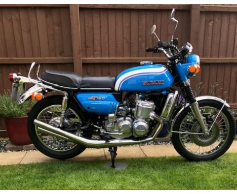 Well restored correct numbers Suzuki GT750K 'Kettle'. Water-cooled two-stroke triple GT750, known as the 'Kettle' in the UKLa