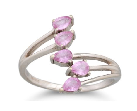 A PINK SAPPHIRE RING, mounted in white gold