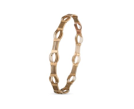 AN ARM BANGLE, in 9ct gold, ca 3.5", 18.3 g.