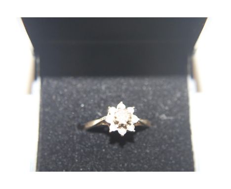 A 9ct gold &amp; diamond flower cluster ring size K 