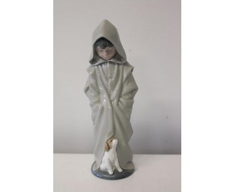 A Nao figure of a boy &amp; his dog Height 28cm 