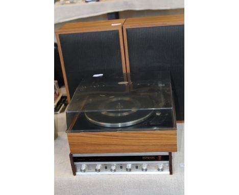 A vintage Garrard turntable with amplifier &amp; speakers 