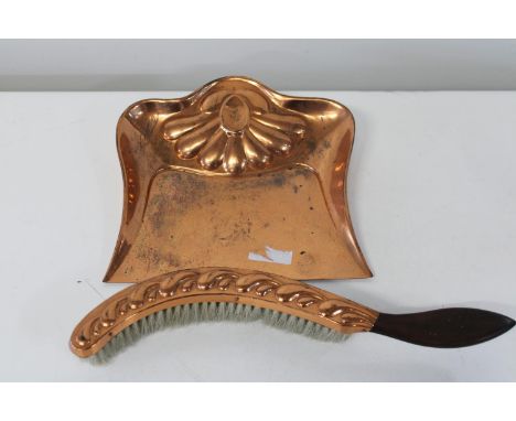 A vintage copper crumb tray &amp; brush 