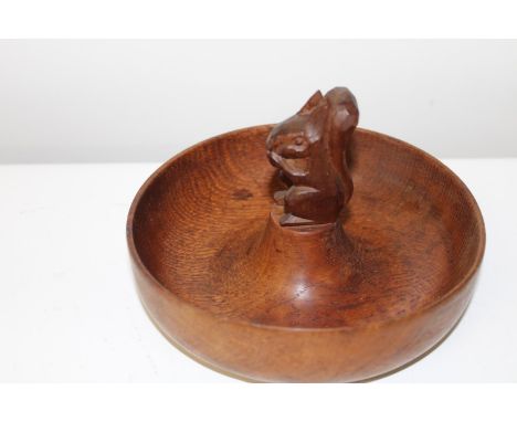 A hand carved oak "Squirrel man" nut bowl (Wilf Squirrel man was an apprentice to Robert "Mouseman" Thompson 17cm in diameter