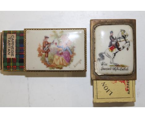 Two vintage match box holders 