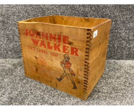 Vintage Johnnie Walker red label scotch whisky wooden box along with 20 vintage Sherry miniatures.