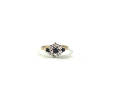 Hallmarked ladies 9ct gold stone set dress ring, ring size Q/R, approximate weight 3.2g 