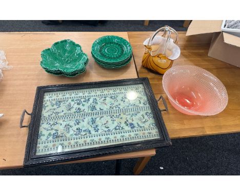 Selection of miscellaneous includes vintage tray, glass bowl, plates etcThe tray was custom made to display these Chinese sil