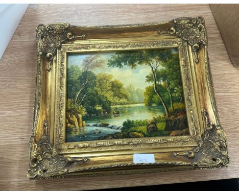 Vintage gilt framed oil on board 14 inches by 12 inches 
