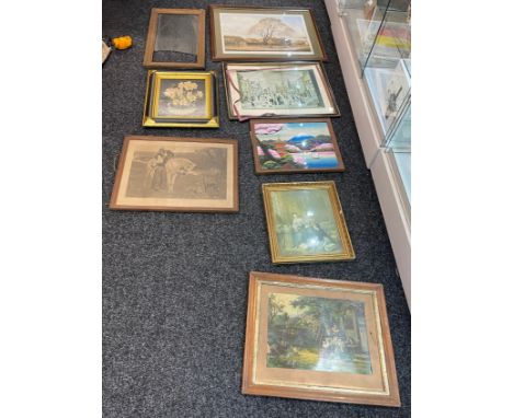 Selection of vintage and later pictures, prints and frames, various sizes and genre (8 in total) 