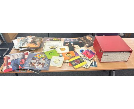 Toprank record player and a large selection of assorted records 