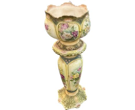Vintage jardiniere on stand overall height 42 inches, base has sustained damage 